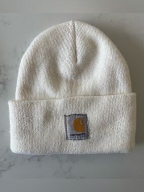 Carhartt Ivory Knit Beanie with Logo Patch